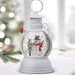 Pre-Lit Snowman and Cardinal Snow Globe