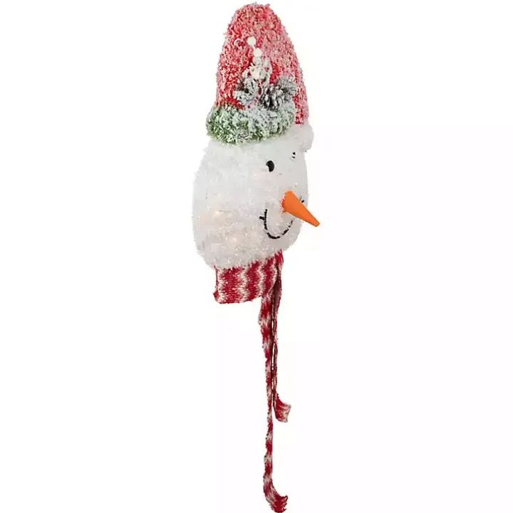 Pre-Lit Snowman with Frosted Hat Tree Topper