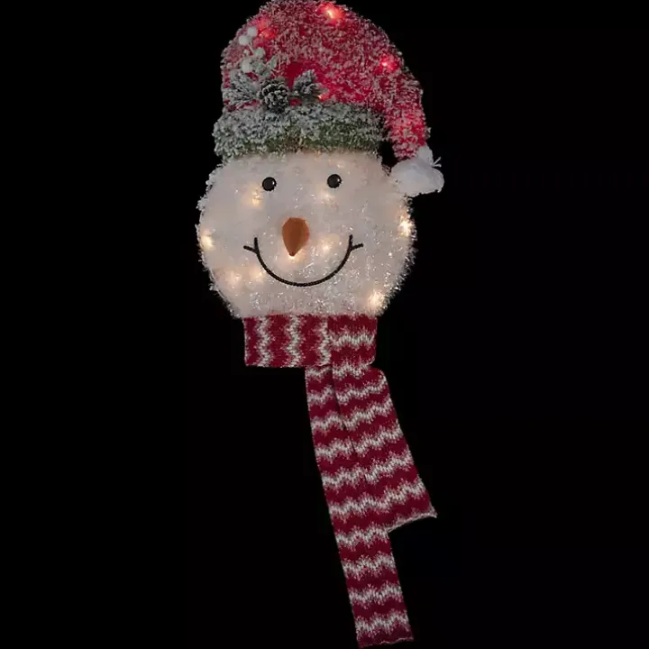 Pre-Lit Snowman with Frosted Hat Tree Topper