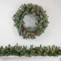 Pre-Lit Snowy Waterloo Pine Wreath