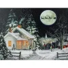 Pre-Lit Snowy Winter Village Canvas Art Print