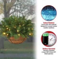 Pre-Lit Tiffany Fir Christmas Hanging Basket