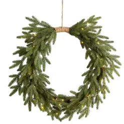 Pre-Lit Twine Bound Pine Branch Wreath