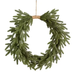 Pre-Lit Twine Bound Pine Branch Wreath