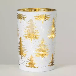 Pre-Lit White and Gold Christmas Tree Jar