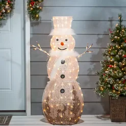 Pre-Lit White Reindeer Motif Christmas Snowman