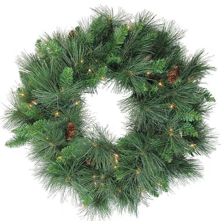 Pre-Lit White Valley Pine Wreath
