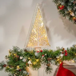 Pre-Lit White Wood A-Frame Tree