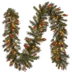 Pre-Lit Wintry Pine Christmas Garland, 9 ft.