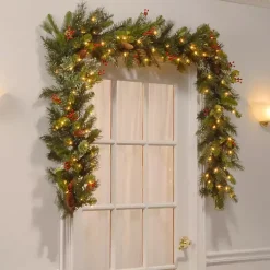 Pre-Lit Wintry Pine Christmas Garland, 9 ft.