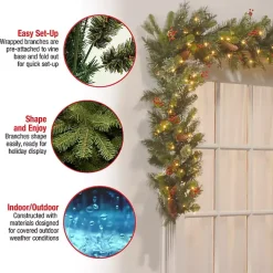 Pre-Lit Wintry Pine Christmas Garland, 9 ft.