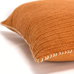 Pumpkin Orange Subtle Striped Oversized Pillow