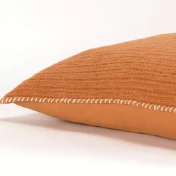 Pumpkin Orange Subtle Striped Oversized Pillow