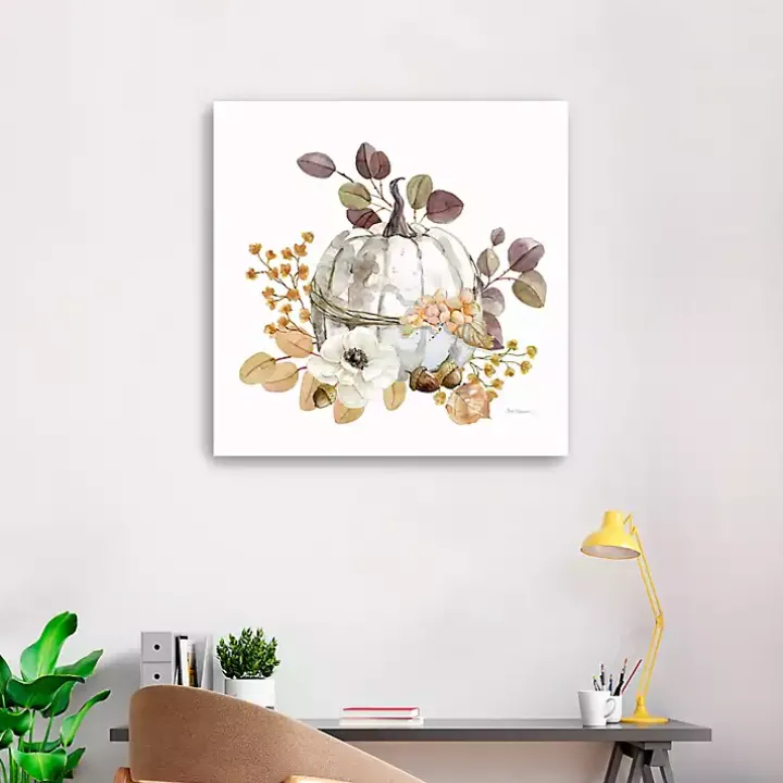 Pumpkin with Florals Canvas Art Print