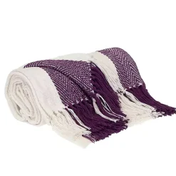 Purple Chalet Striped Fringe Throw