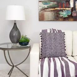 Purple Chalet Striped Fringe Throw