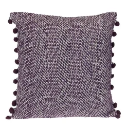Purple Woven Pom Pom Pillow