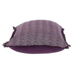 Purple Woven Stripes Fringe Lumbar Pillow