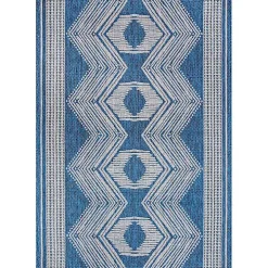 Raina Blue Tribal Zig Zag Outdoor Rug, 8x10