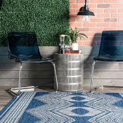 Raina Blue Tribal Zig Zag Outdoor Rug, 8x10