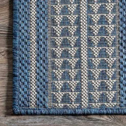 Raina Blue Tribal Zig Zag Outdoor Rug, 8x10
