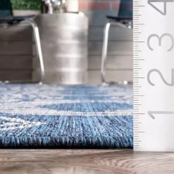 Raina Blue Tribal Zig Zag Outdoor Rug, 8x10