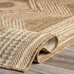 Raina Brown Tribal Zig Zag Outdoor Rug, 5x8