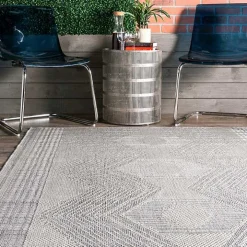 Raina Gray Tribal Zig Zag Outdoor Rug, 5x8