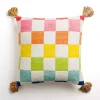 Rainbow Checkered Outdoor Pillow