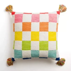 Rainbow Checkered Outdoor Pillow