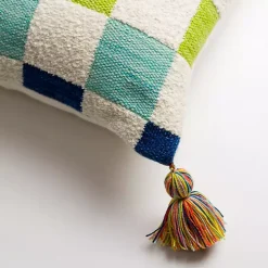 Rainbow Checkered Outdoor Pillow