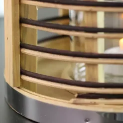 Rattan Hurricane Lantern with Jute Rope