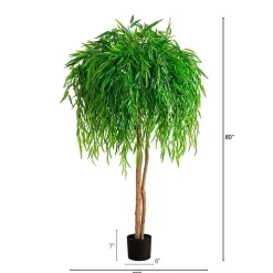 Real Touch Willow Tree in Black Planter, 5 ft.