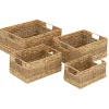 Rectangular Baskets with Metal Handles, Set of 4