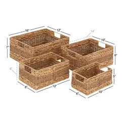 Rectangular Baskets with Metal Handles, Set of 4