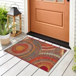 Red & Blue Circles Indoor/Outdoor Rug, 3x4