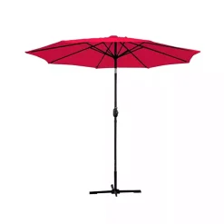 Red 9 ft. Hand Crank Tilt Umbrella