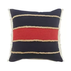 Red & Navy Nautical Rope Throw Pillow. 20x20