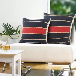 Red & Navy Nautical Rope Throw Pillow, 24x24