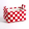 Red & White Checkered Sherpa Storage Bin