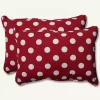 Red & White Polka Dot Long Pillows, Set of 2