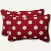 Red & White Polka Dot Lumbar Pillows, Set of 2