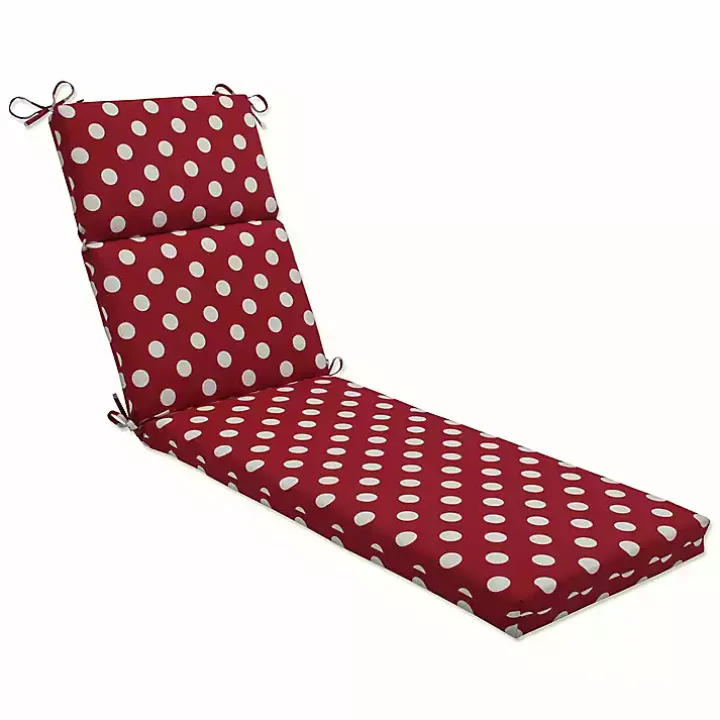 Red & White Polka Dot Outdoor Chaise Cushion