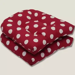 Red & White Polka Dot Seat Cushions, Set of 2