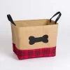 Red and Black Plaid Dog Bone Jute Bin