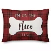 Red and Black Plaid Naughty and Nice Bone Pillow