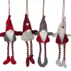 Red and Gray Long Legged Gnome Ornaments, Set of 4