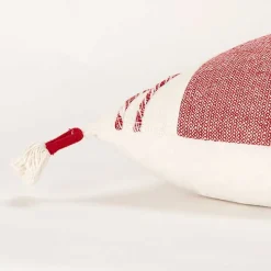Red and Ivory Color Block Pillow