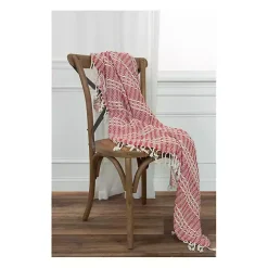 Red and Ivory Striped Cotton Throw