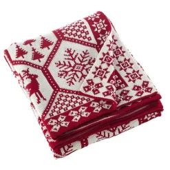 Red and White Geometric Christmas Throw Blanket